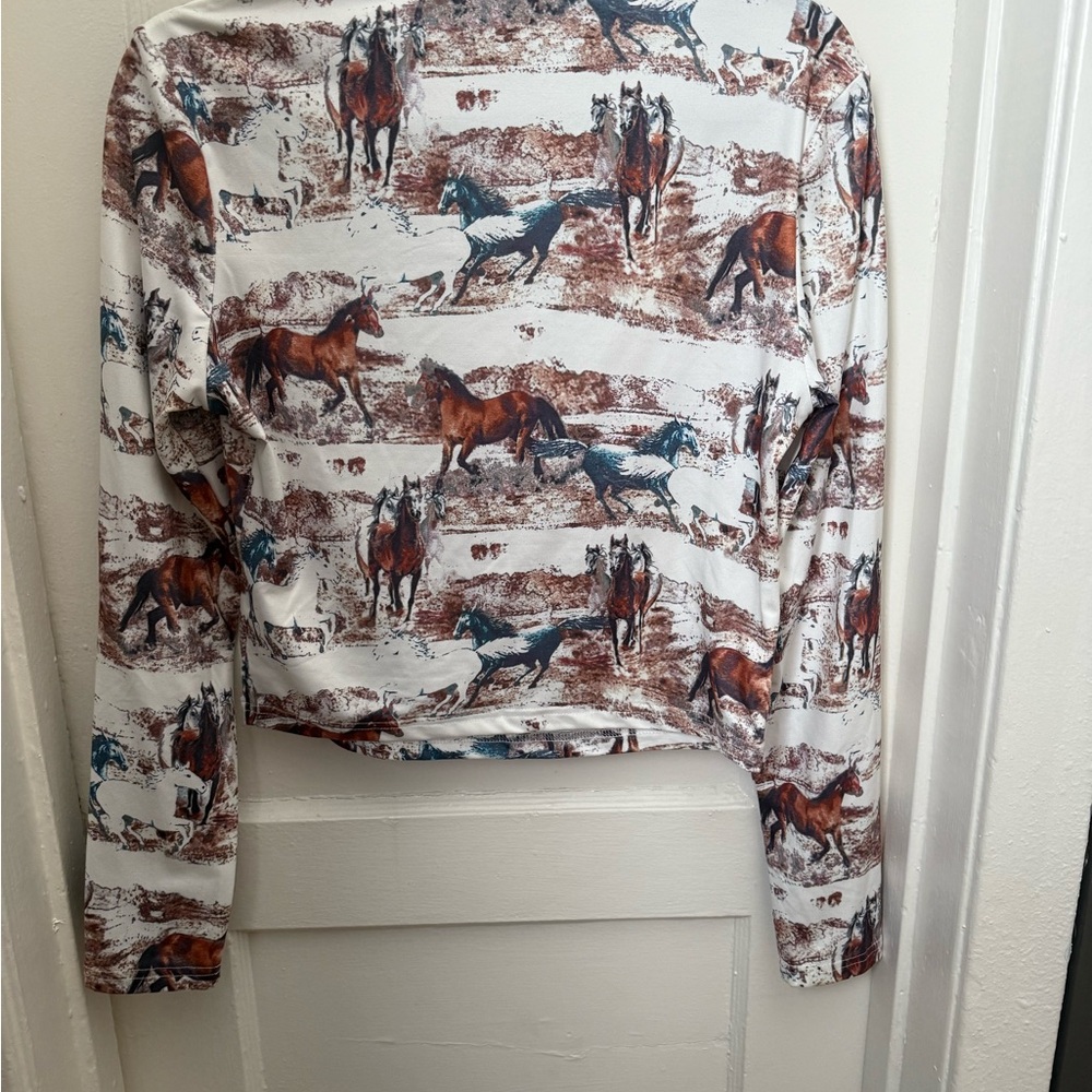 Horse Print Long Sleeve Top